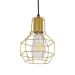 GLOBOSTAR® CAGE 00950 Vintage Κρεμαστό Φωτιστικό Οροφής με Ντουί 1 x E27 AC 220-240V IP20 - Χρυσό - Μ15 x Π15 x Y21cm