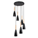 GLOBOSTAR® DILLON 00628 Μοντέρνο Κρεμαστό Φωτιστικό Οροφής με Ντουί 6 x E27 AC 220-240V IP20 - Μαύρο & Μπεζ - Μ52 x Π52 x Y130cm - Image 2