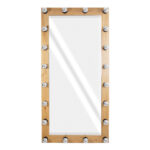 GloboStar® MAKEUP MIRROR-160x80-1 Μοντέρνος Καθρέπτης Μακιγιάζ με Πλαίσιο Φυσικού Ξύλου με Διακόπτη On/Off 20 x E27 AC220-240V - Μ80 x Π7 x Υ160cm - Μπεζ Δρυς - Image 3