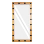 GloboStar® MAKEUP MIRROR-160x80-1 Μοντέρνος Καθρέπτης Μακιγιάζ με Πλαίσιο Φυσικού Ξύλου με Διακόπτη On/Off 20 x E27 AC220-240V - Μ80 x Π7 x Υ160cm - Μπεζ Δρυς - Image 4
