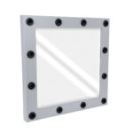 GloboStar® MAKEUP MIRROR-80x80-3 Μοντέρνος Καθρέπτης Μακιγιάζ με Πλαίσιο Φυσικού Ξύλου με Διακόπτη On/Off 12 x E27 AC220-240V - Μ80 x Π7 x Υ80cm - Γκρι Τσιμέντου - Image 5