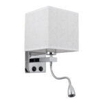 GLOBOSTAR® ELEGANT 01495 Μοντέρνο Φωτιστικό Τοίχου - Απλίκα Ξενοδοχείου Reading Light με Ντουί 1 x E27 LED 3W 360lm 36° AC 220-240V IP20 Θερμό Λευκό 2700K - Bridgelux COB Chip - Χρώμιο & Λευκό - Μ17 x Π21 x Υ43cm - 2 Χρόνια Εγγύηση - Image 2