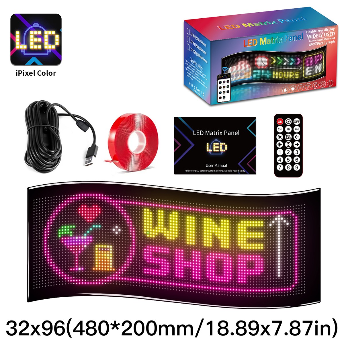 1875db_glb_106_0009_1 GLOBOSTAR® MATRIX GLB-106-0009 Εύκαμπτη Κυλιόμενη Ψηφιακή Επιγραφή 48x20cm P4.5 96x32 Pixel LED 10W AC 220-240V Αδιάβροχο IP65 Πολύχρωμο RGB - Bluetooth Control μέσω iPIXEL APP - Μ48 x Π0.4x Υ20cm - 2 Χρόνια Εγγύηση - Image 1