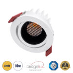 GLOBOSTAR® LEO-R 60283 Χωνευτό Κινούμενο Downlight Σποτ με Honeycomb Anti Glare Reflector LED 10W 1250lm 38° AC 220-240V IP20 Θερμό Λευκό 2700K - Bridgelux COB Chip & TÜV SÜD Driver - Λευκό & Μαύρο Ματ - Μ8.5 x Π8.5 x Υ6.6cm / Q7.5cm - 5 Χρόνια Εγγύηση - Image 2