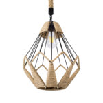 GLOBOSTAR® CONICAL 01617 Vintage Κρεμαστό Φωτιστικό Οροφής με Ντουί 1 x E27 AC 220-240V IP20 - Μαύρο & Μπεζ - Μ30 x Π30 x Υ40cm - Image 2