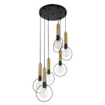 GLOBOSTAR® OLVERO 00774 Μοντέρνο Κρεμαστό Φωτιστικό Οροφής με Ντουί 6 x E27 AC 220-240V IP20 - Μαύρο & Χρυσό - Μ55 x Π55 x Y130cm - Image 2
