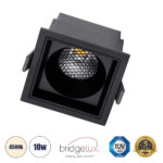 GLOBOSTAR® PLUTO-M 60274 Χωνευτό Downlight Σποτ με Honeycomb Anti Glare Reflector LED 10W 1300lm 38° AC 220-240V IP20 Φυσικό Λευκό 4500K - Bridgelux COB Chip & TÜV SÜD Driver - Μαύρο Ματ - Μ8.4 x Π8.4 x Υ5.9cm / Q7.5 x 7.5cm - 5 Χρόνια Εγγύηση - Image 2