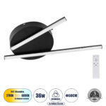 GLOBOSTAR® DRACO 61091 Μοντέρνο Φωτιστικό Οροφής LED 36W 4428lm 120° AC 220-240V IP20 Ρυθμιζόμενο Λευκό CCT με Χειριστήριο από 2700K έως 6000K Dimmable - Lumileds SMD Chip - Μαύρο Ματ - Μ50 x Π50 x Υ6cm - 3 Χρόνια Εγγύηση - Image 2
