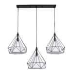GLOBOSTAR® EIFFEL 61569 Vintage Κρεμαστό Φωτιστικό Οροφής με Ντουί 3 x E27 AC 220-240V IP20 - Μαύρο & Λευκό - Μ68 x Π25 x Υ130cm - Image 2