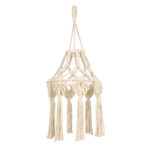 GloboStar® 36201 MOROCCO Boho Καπέλο Φωτιστικού- Μακραμέ Πλεκτό Χειροποίητο Μπεζ Βαμβακερό Νήμα - Μ30 x Π30  x Υ70cm - Image 2