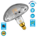 GLOBOSTAR® MUSHROOM 99174 Λάμπα E27 MR200 LED 6W 480lm 360° AC 220-240V IP20 Θερμό Λευκό 2700K Dimmable - Soft T Spiral Filament Chip - Μαύρο Φιμέ - Μ19.5 x Π19.5 x Υ20cm - 3 Χρόνια Εγγύηση