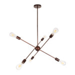GLOBOSTAR® ZANE 00785 Μοντέρνο Φωτιστικό Οροφής με Ντουί 6 x E27 AC 220-240V IP20 - Χάλκινο - Μ70 x Π70 x Υ100cm - Image 2