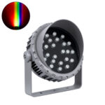 GLOBOSTAR® FLOODMENA 90649 Προβολέας Σποτ Wall Washer με Αντιθαμβωτική Γρίλια LED 48W 3840lm 30° DC 24V Αδιάβροχο IP65 Πολύχρωμο RGBW Dimmable DMX512 - Bridgelux SMD Chip - Γκρι Ανθρακί - Μ25 x Π25 x Υ18cm - 3 Χρόνια Εγγύηση - Image 2