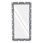 GloboStar® MAKEUP MIRROR-160x80-6 Μοντέρνος Καθρέπτης Μακιγιάζ με Πλαίσιο Φυσικού Ξύλου με Διακόπτη On/Off 20 x E27 AC220-240V - Μ80 x Π7 x Υ160cm - Γκρι Ανθρακί - Image 3