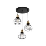GLOBOSTAR® NOVARAY 201-0083 Vintage Κρεμαστό Φωτιστικό Οροφής με Ντουί 3 x E27 AC 220-240V IP20 - Μαύρο & Χρυσό - Μ40 x Π40 x Υ50cm - Image 2
