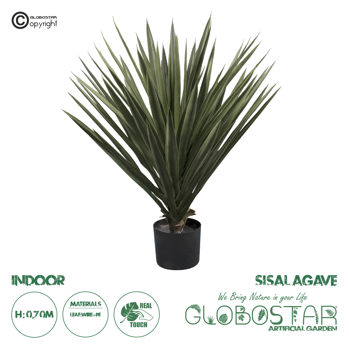 20076_1 GloboStar® Artificial Garden SISAL AGAVE 20076 Τεχνητό Διακοσμητικό Φυτό Αγαύη Υ70cm - Image 1