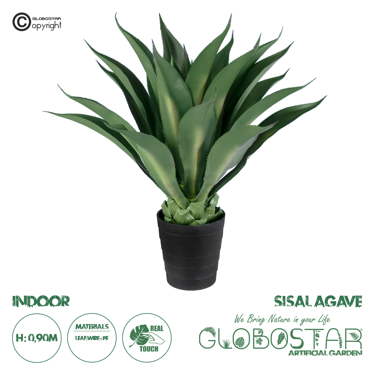 20077_1 GloboStar® Artificial Garden SISAL AGAVE 20077 Τεχνητό Διακοσμητικό Φυτό Αγαύη Υ90cm - Image 1