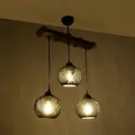 GLOBOSTAR® LUMA 201-0010 Vintage Κρεμαστό Φωτιστικό Οροφής με Ντουί 3 x E27 AC 220-240V IP20 - Μπεζ & Μαύρο - Μ55 x Π18 x Υ65cm - Image 2