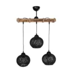 GLOBOSTAR® LUMA 201-0010 Vintage Κρεμαστό Φωτιστικό Οροφής με Ντουί 3 x E27 AC 220-240V IP20 - Μπεζ & Μαύρο - Μ55 x Π18 x Υ65cm - Image 3