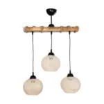 GLOBOSTAR® LUMA 201-0011 Vintage Κρεμαστό Φωτιστικό Οροφής με Ντουί 3 x E27 AC 220-240V IP20 - Μπεζ & Μαύρο - Μ55 x Π18 x Υ65cm - Image 3