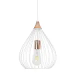 GLOBOSTAR® RADIARO 201-0014 Vintage Κρεμαστό Φωτιστικό Οροφής με Ντουί 1 x E27 AC 220-240V IP20 - Λευκό & Χάλκινο - Μ26 x Π26 x Υ35cm - Image 5