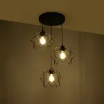 GLOBOSTAR® DAZLA 201-0024 Vintage Κρεμαστό Φωτιστικό Οροφής με Ντουί 3 x E27 AC 220-240V IP20 - Μαύρο - Μ47 x Π47 x Υ60cm - Image 3