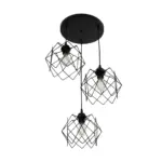 GLOBOSTAR® DAZLA 201-0024 Vintage Κρεμαστό Φωτιστικό Οροφής με Ντουί 3 x E27 AC 220-240V IP20 - Μαύρο - Μ47 x Π47 x Υ60cm - Image 5
