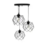 GLOBOSTAR® DAZLA 201-0024 Vintage Κρεμαστό Φωτιστικό Οροφής με Ντουί 3 x E27 AC 220-240V IP20 - Μαύρο - Μ47 x Π47 x Υ60cm - Image 6