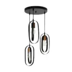 GLOBOSTAR® SPARKIO 201-0025 Vintage Κρεμαστό Φωτιστικό Οροφής με Ντουί 3 x E27 AC 220-240V IP20 - Μαύρο & Χάλκινο - Μ36 x Π36 x Υ62cm - Image 4