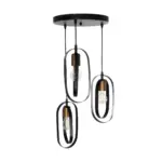 GLOBOSTAR® SPARKIO 201-0025 Vintage Κρεμαστό Φωτιστικό Οροφής με Ντουί 3 x E27 AC 220-240V IP20 - Μαύρο & Χάλκινο - Μ36 x Π36 x Υ62cm - Image 6