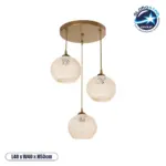 GLOBOSTAR® ILLUMIO 201-0027 Vintage Κρεμαστό Φωτιστικό Οροφής με Ντουί 3 x E27 AC 220-240V IP20 - Χρυσό & Μπεζ - Μ40 x Π40 x Υ53cm