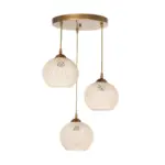 GLOBOSTAR® ILLUMIO 201-0027 Vintage Κρεμαστό Φωτιστικό Οροφής με Ντουί 3 x E27 AC 220-240V IP20 - Χρυσό & Μπεζ - Μ40 x Π40 x Υ53cm - Image 4