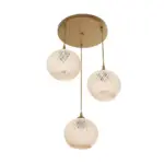 GLOBOSTAR® ILLUMIO 201-0027 Vintage Κρεμαστό Φωτιστικό Οροφής με Ντουί 3 x E27 AC 220-240V IP20 - Χρυσό & Μπεζ - Μ40 x Π40 x Υ53cm - Image 5