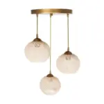 GLOBOSTAR® ILLUMIO 201-0027 Vintage Κρεμαστό Φωτιστικό Οροφής με Ντουί 3 x E27 AC 220-240V IP20 - Χρυσό & Μπεζ - Μ40 x Π40 x Υ53cm - Image 6