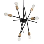 GLOBOSTAR® SUNFY 201-0030 Μοντέρνο Φωτιστικό Οροφής με Ντουί 6 x E27 AC 220-240V IP20 - Μαύρο & Μπρούτζινο - Μ57 x Π57 x Υ85cm - Image 5