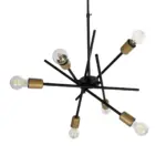 GLOBOSTAR® SUNFY 201-0030 Μοντέρνο Φωτιστικό Οροφής με Ντουί 6 x E27 AC 220-240V IP20 - Μαύρο & Μπρούτζινο - Μ57 x Π57 x Υ85cm - Image 6
