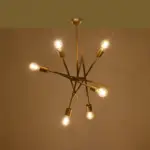 GLOBOSTAR® SUNFY 201-0033 Μοντέρνο Κρεμαστό Φωτιστικό Οροφής με Ντουί 6 x E27 AC 220-240V IP20 - Χρυσό - Μ57 x Π57 x Υ85cm - Image 3