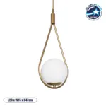 GLOBOSTAR® DROP 201-0034 Vintage Κρεμαστό Φωτιστικό Οροφής με Ντουί 1 x E27 AC 220-240V IP20 - Χρυσό & Λευκό - Μ20 x Π15 x Υ47cm
