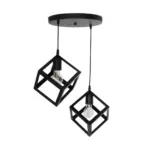 GLOBOSTAR® DISE 201-0050 Μοντέρνο Κρεμαστό Φωτιστικό Οροφής με Ντουί 2 x E27 AC 220-240V IP20 - Μαύρο - Μ50 x Π30 x Υ50cm - Image 4