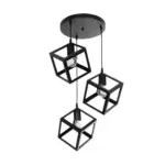 GLOBOSTAR® DISE 201-0051 Μοντέρνο Κρεμαστό Φωτιστικό Οροφής με Ντουί 3 x E27 AC 220-240V IP20 - Μαύρο - Μ48 x Π48 x Υ65cm - Image 5