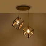GLOBOSTAR® DISE 201-0056 Μοντέρνο Κρεμαστό Φωτιστικό Οροφής με Ντουί 2 x E27 AC 220-240V IP20 - Χρυσό - Μ50 x Π30 x Υ50cm - Image 3