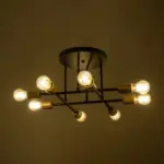 GLOBOSTAR® BLAZEA 201-0064 Vintage Φωτιστικό Οροφής με Ντουί 8 x E27 AC 220-240V IP20 - Χρυσό & Μαύρο - Μ51 x Π51 x Υ7cm - Image 3