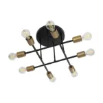 GLOBOSTAR® BLAZEA 201-0064 Vintage Φωτιστικό Οροφής με Ντουί 8 x E27 AC 220-240V IP20 - Χρυσό & Μαύρο - Μ51 x Π51 x Υ7cm - Image 5