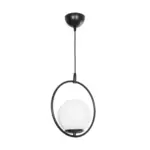 GLOBOSTAR® CIRCLE 201-0075 Vintage Κρεμαστό Φωτιστικό Οροφής με Ντουί 1 x E27 AC 220-240V IP20 - Μαύρο & Λευκό - Μ26 x Π26 x Υ29cm - Image 4