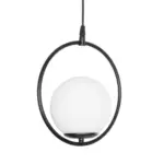 GLOBOSTAR® CIRCLE 201-0075 Vintage Κρεμαστό Φωτιστικό Οροφής με Ντουί 1 x E27 AC 220-240V IP20 - Μαύρο & Λευκό - Μ26 x Π26 x Υ29cm - Image 5