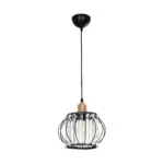 GLOBOSTAR® LUCERO 201-0078 Vintage Κρεμαστό Φωτιστικό Οροφής με Ντουί 1 x E27 AC 220-240V IP20 - Μαύρο & Διάφανο - Μ24 x Π24 x Υ24cm - Image 4