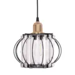 GLOBOSTAR® LUCERO 201-0078 Vintage Κρεμαστό Φωτιστικό Οροφής με Ντουί 1 x E27 AC 220-240V IP20 - Μαύρο & Διάφανο - Μ24 x Π24 x Υ24cm - Image 5