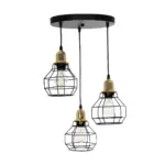 GLOBOSTAR® NOVARAY 201-0083 Vintage Κρεμαστό Φωτιστικό Οροφής με Ντουί 3 x E27 AC 220-240V IP20 - Μαύρο & Χρυσό - Μ40 x Π40 x Υ50cm - Image 4