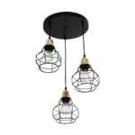 GLOBOSTAR® NOVARAY 201-0083 Vintage Κρεμαστό Φωτιστικό Οροφής με Ντουί 3 x E27 AC 220-240V IP20 - Μαύρο & Χρυσό - Μ40 x Π40 x Υ50cm - Image 5