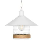 GLOBOSTAR® GLORA 201-0089 Vintage Κρεμαστό Φωτιστικό Οροφής με Ντουί 1 x E27 AC 220-240V IP20 - Λευκο & Μπεζ - Μ30 x Π30 x Υ29cm - Image 5